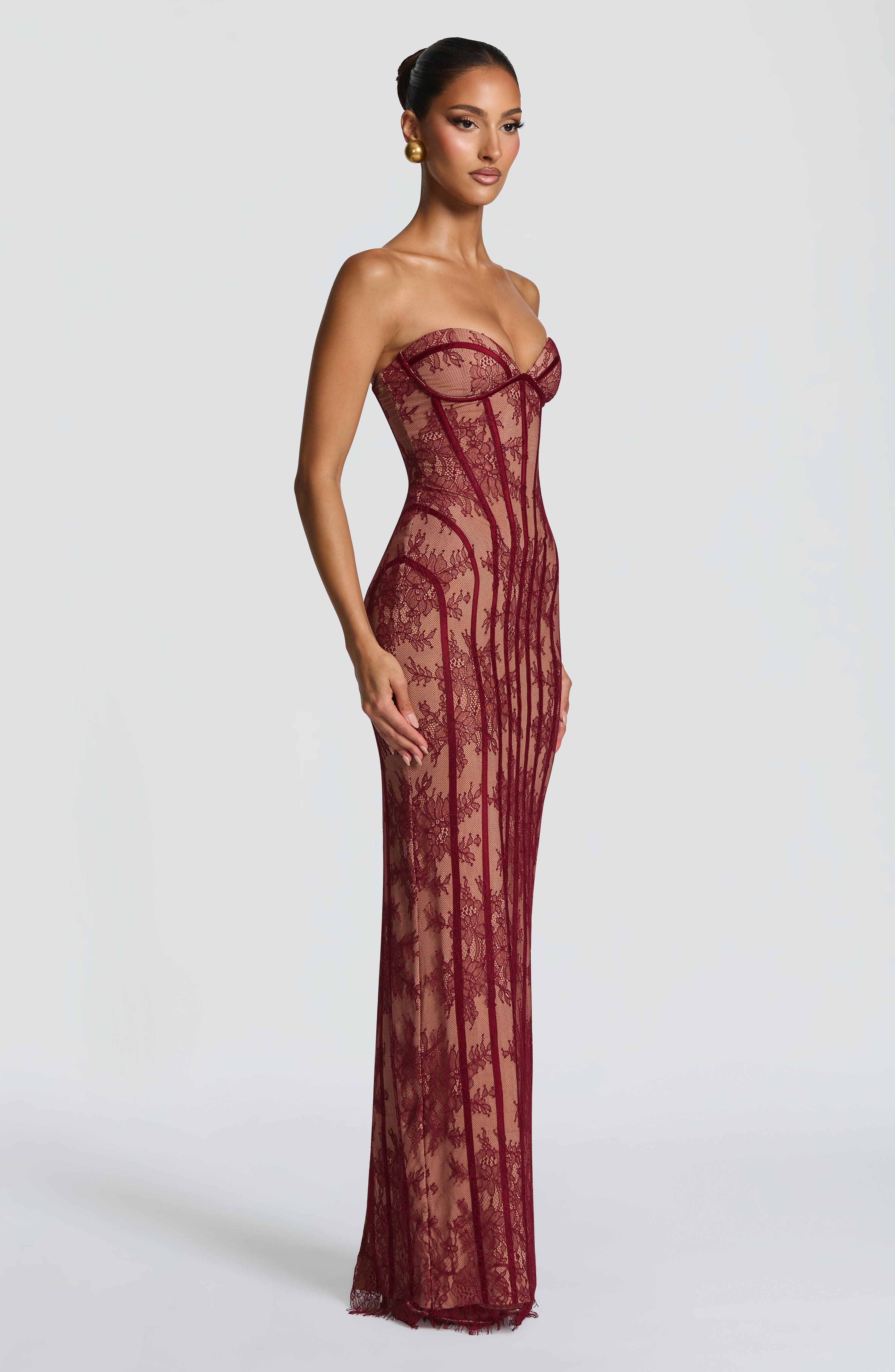 Sian Maxi Elbise - Bordo