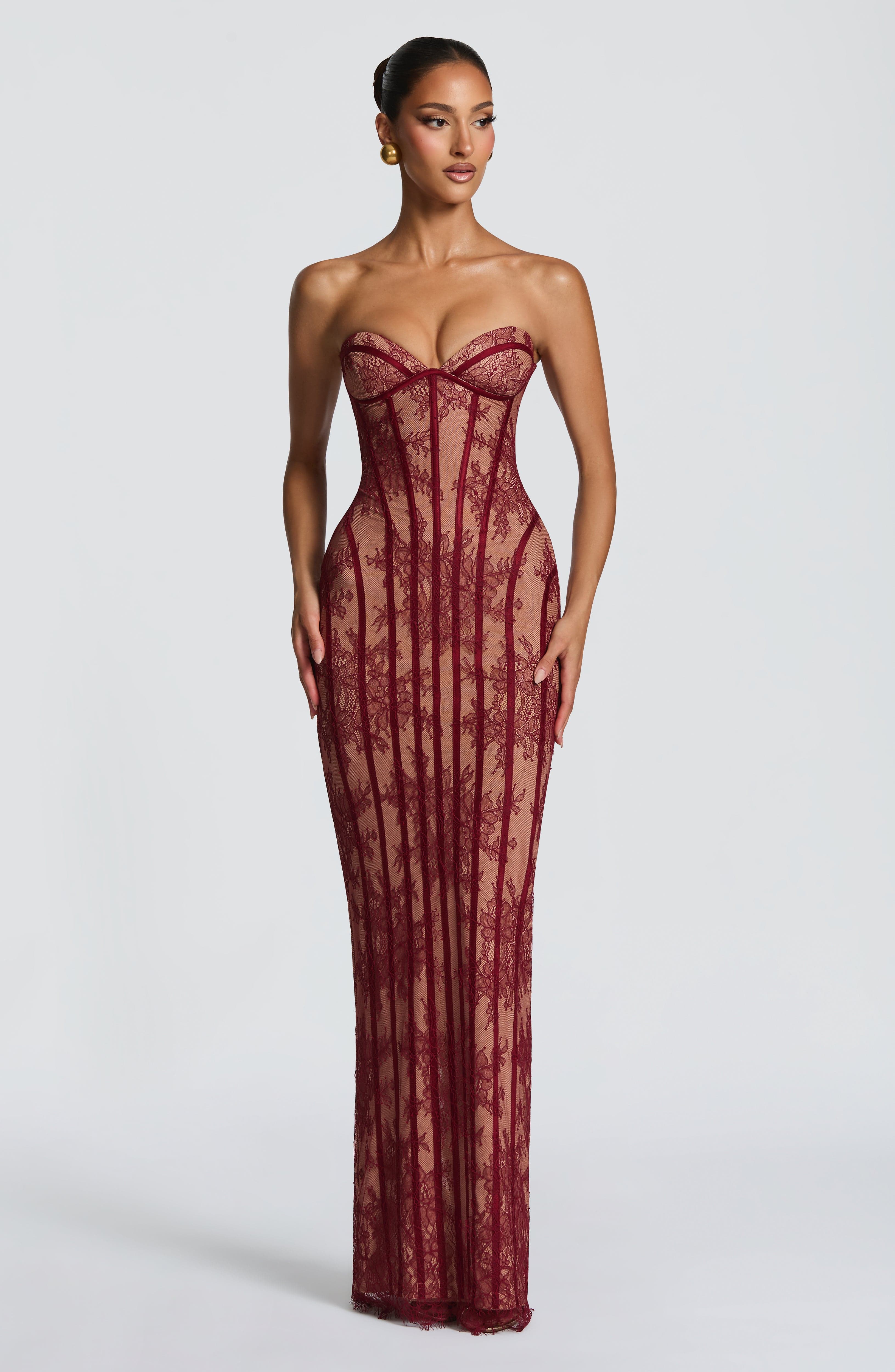 Sian Maxi Elbise - Bordo