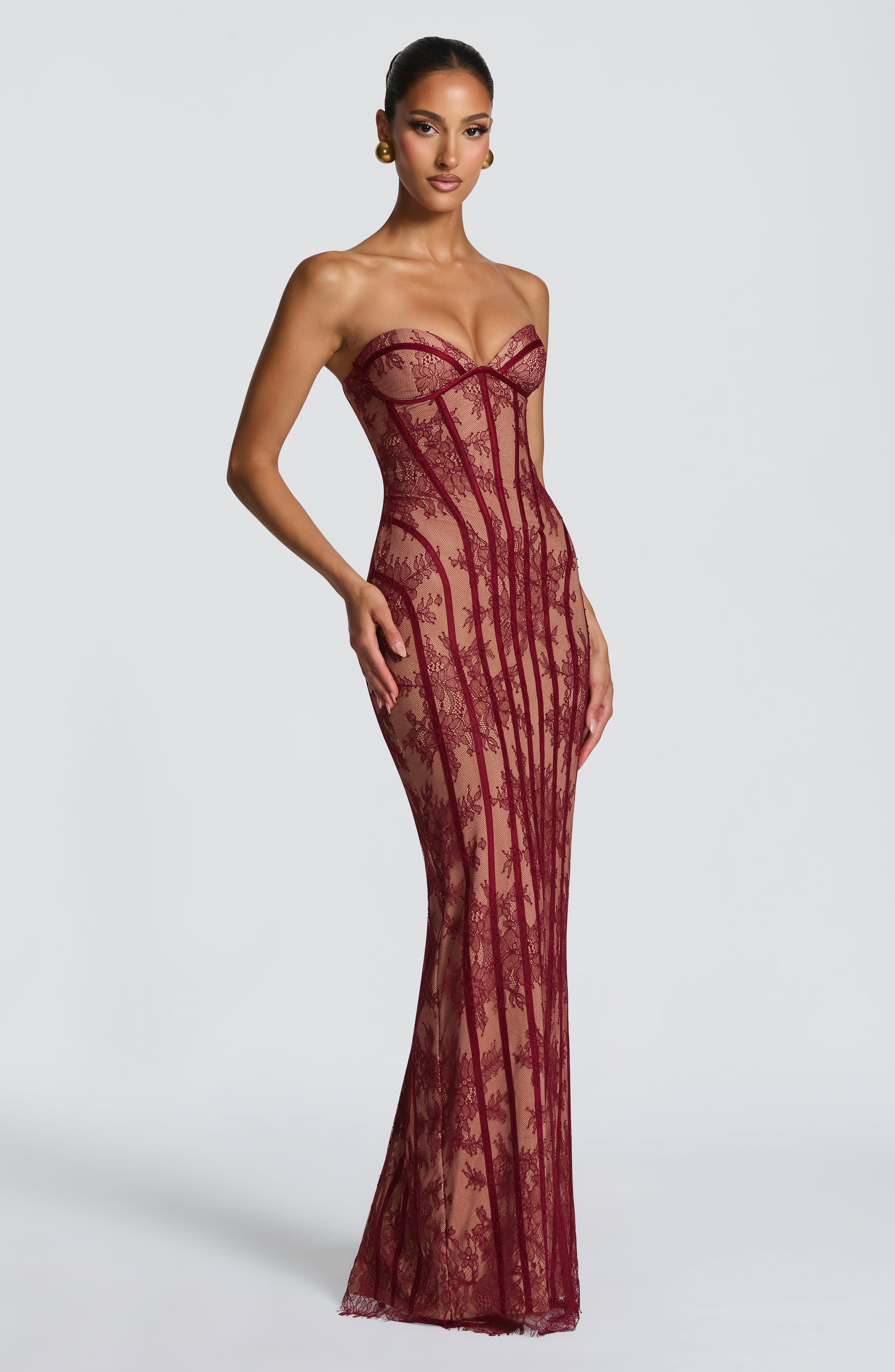 Sian Maxi Elbise - Bordo