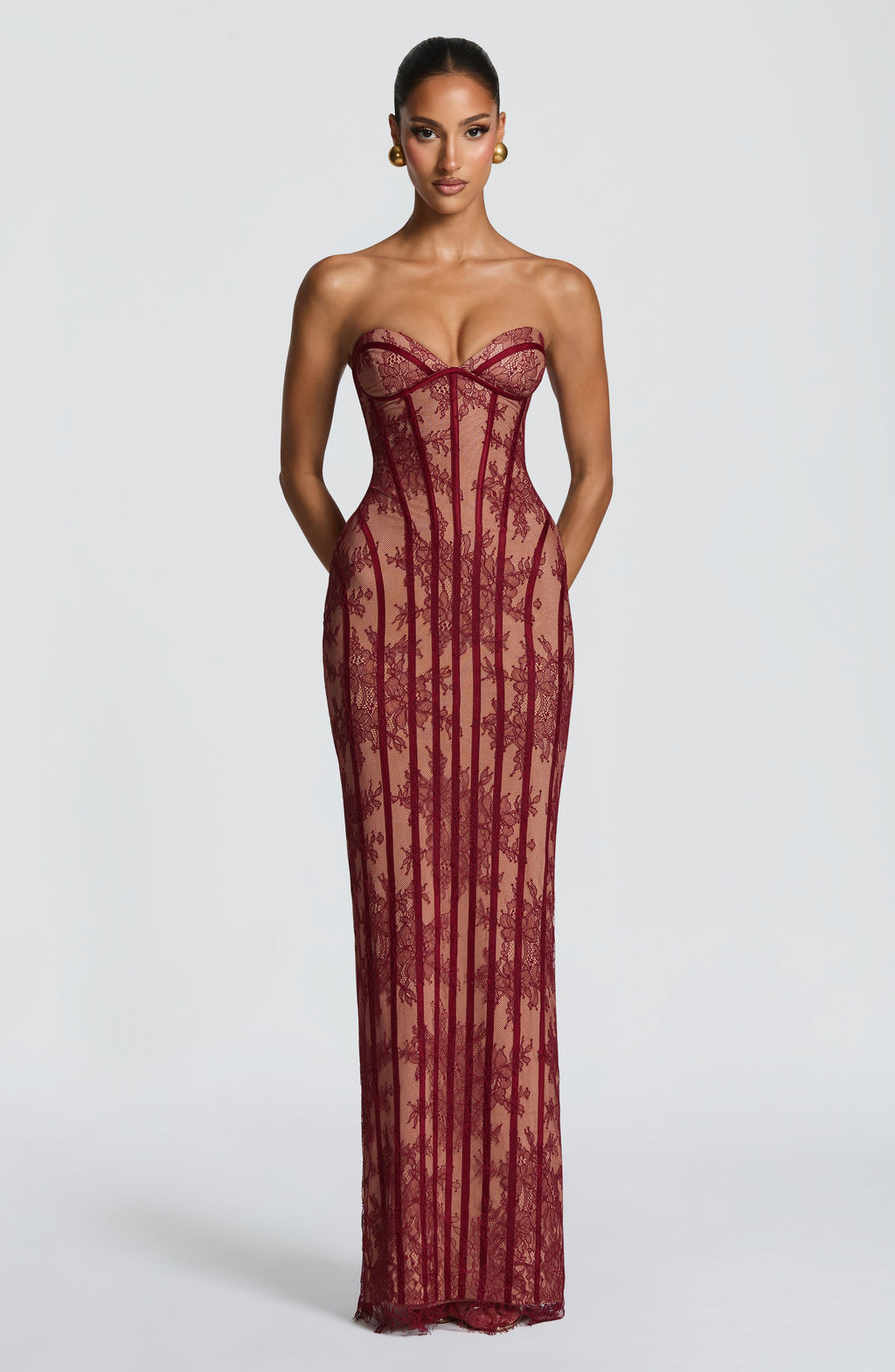 Sian Maxi Elbise - Bordo