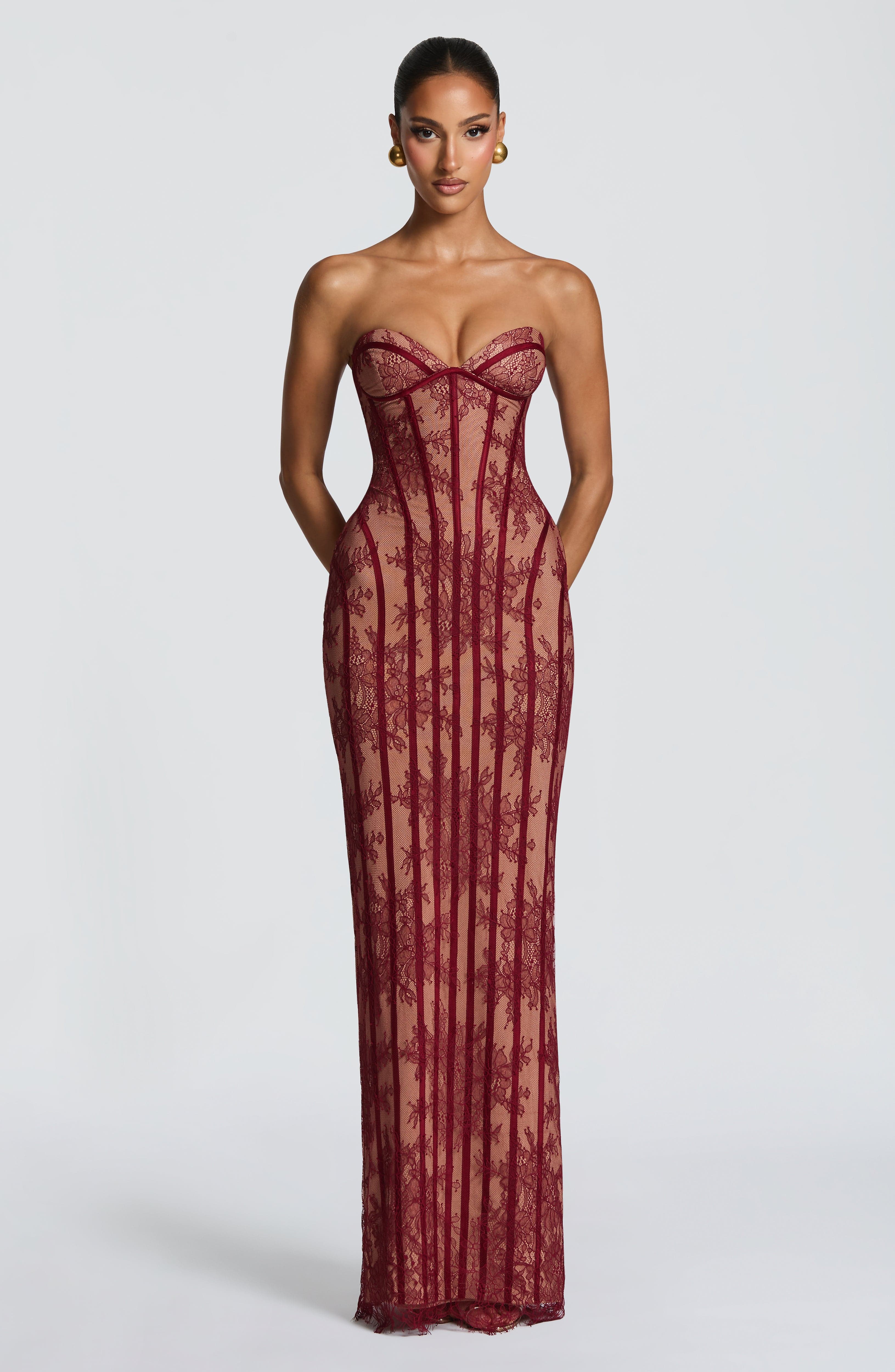 Sian Maxi Elbise - Bordo
