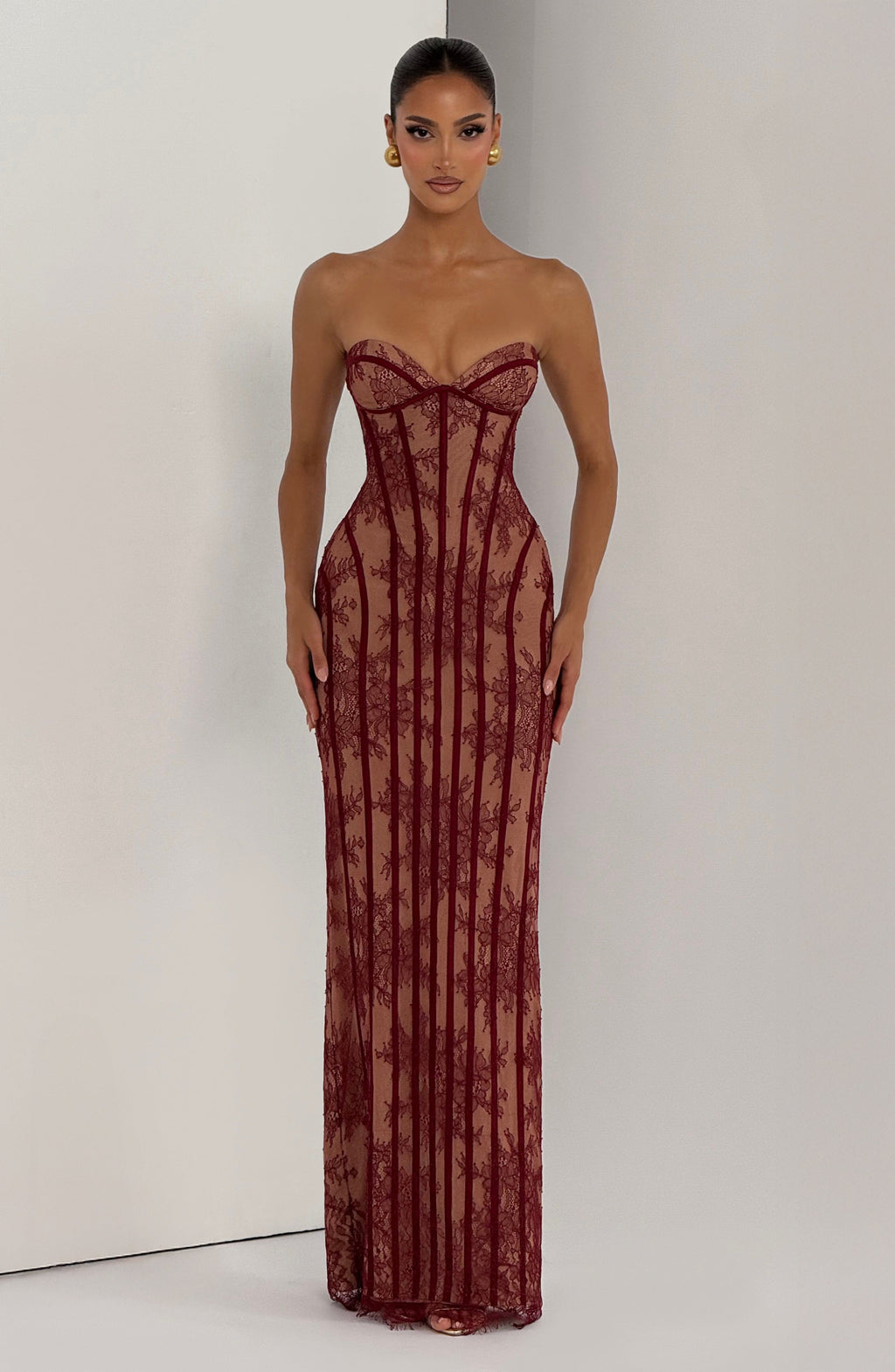 Sian Maxi Elbise - Bordo