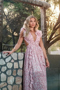 Suzanne Çiçek Baskılı Cut-Out Maxi Elbise