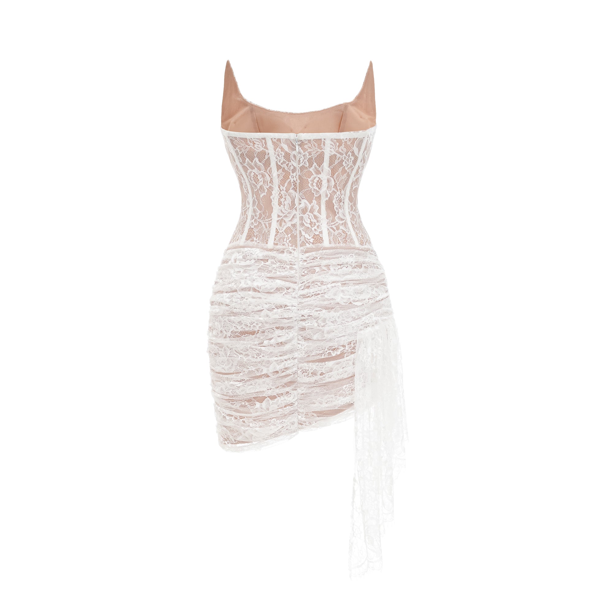 Suzette Beyaz File Mini Elbise