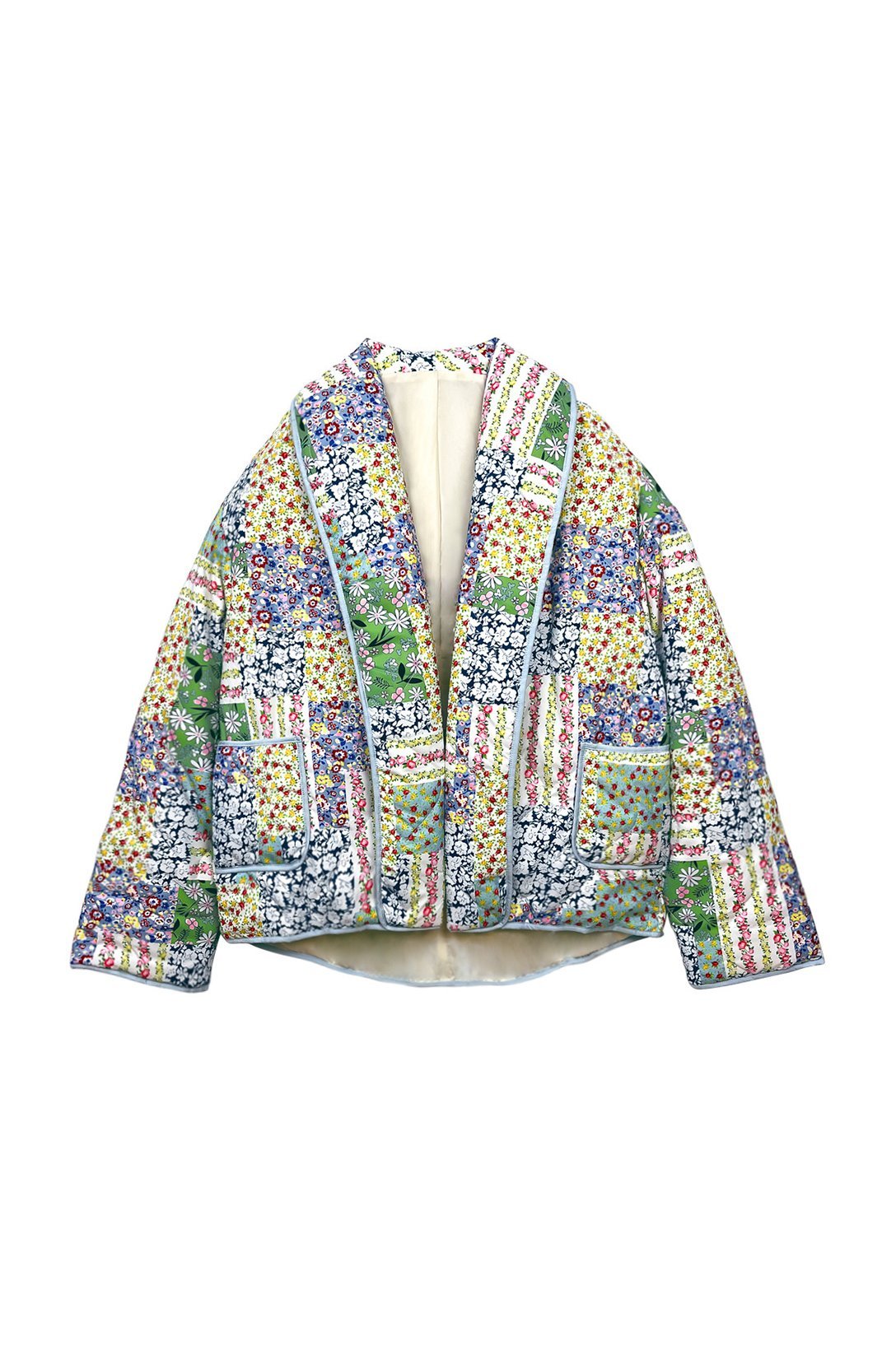 Teagan Patchwork Çiçek Desenli Kapitone Şişme Ceket