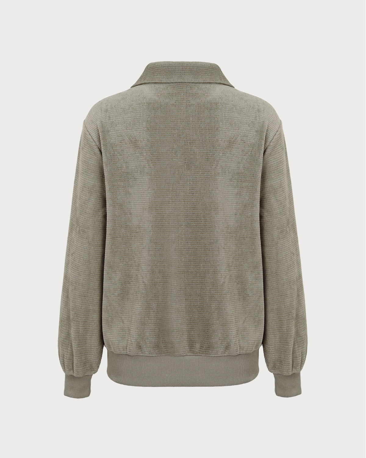 Yeşil Yarım Fermuarlı Düşük Omuzlu Sweatshirt