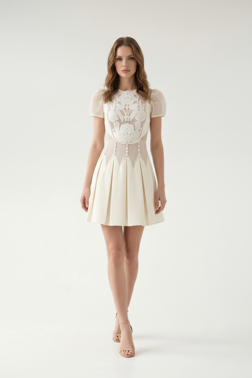 Rosalie İşlemeli Mini Elbise