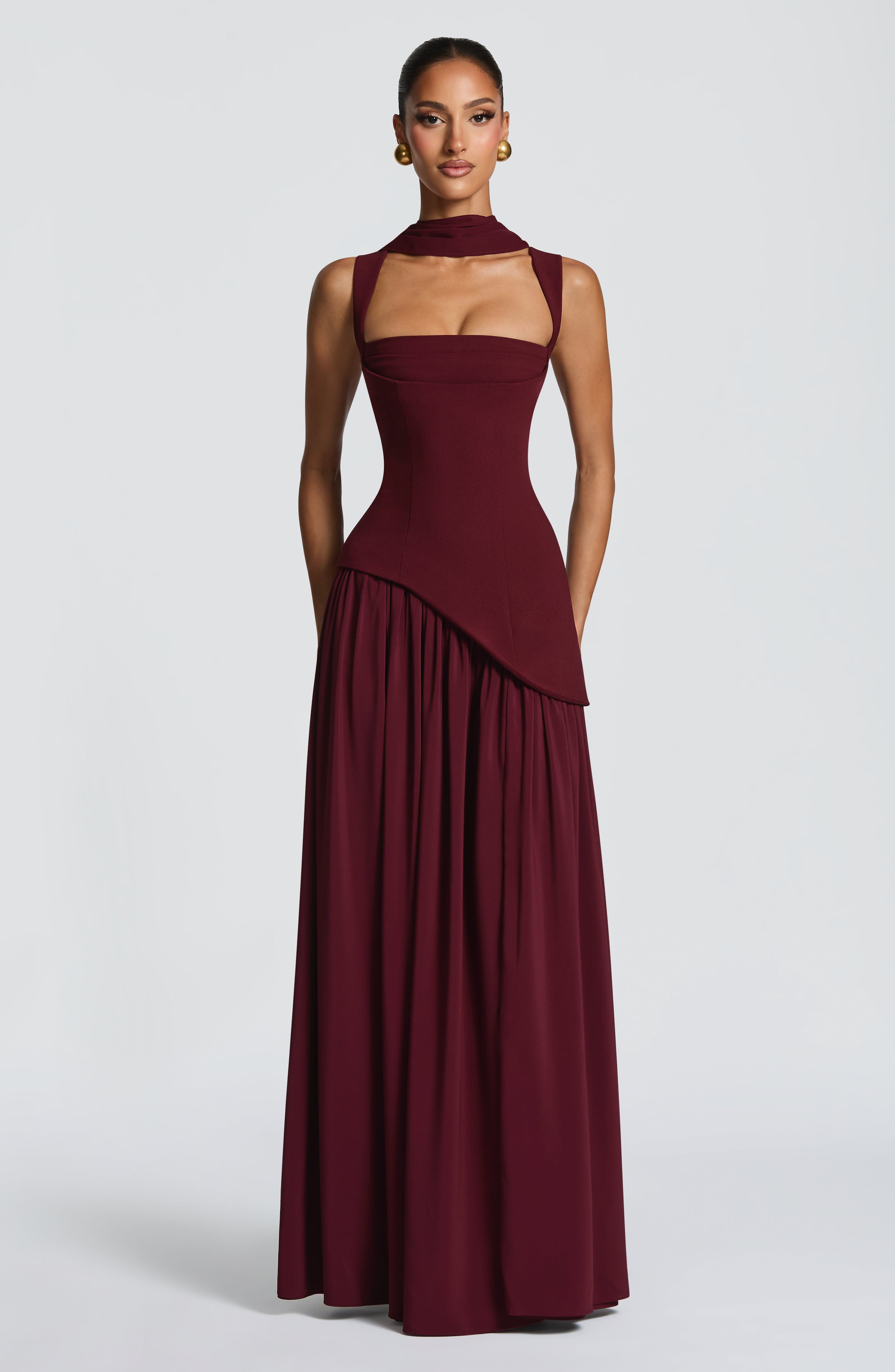 Tullulah Maxi Elbise - Kiraz Rengi