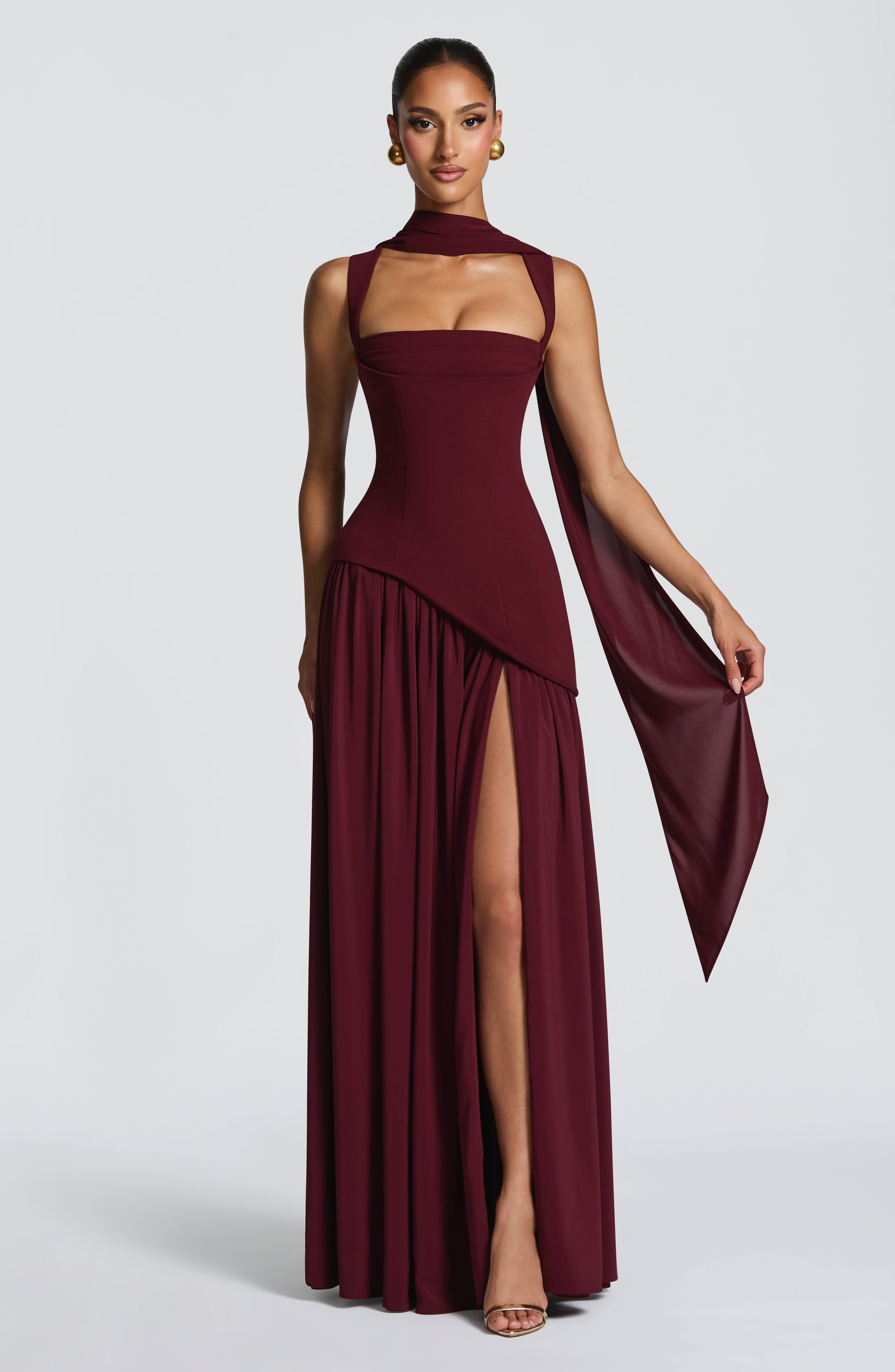 Tullulah Maxi Elbise - Kiraz Rengi