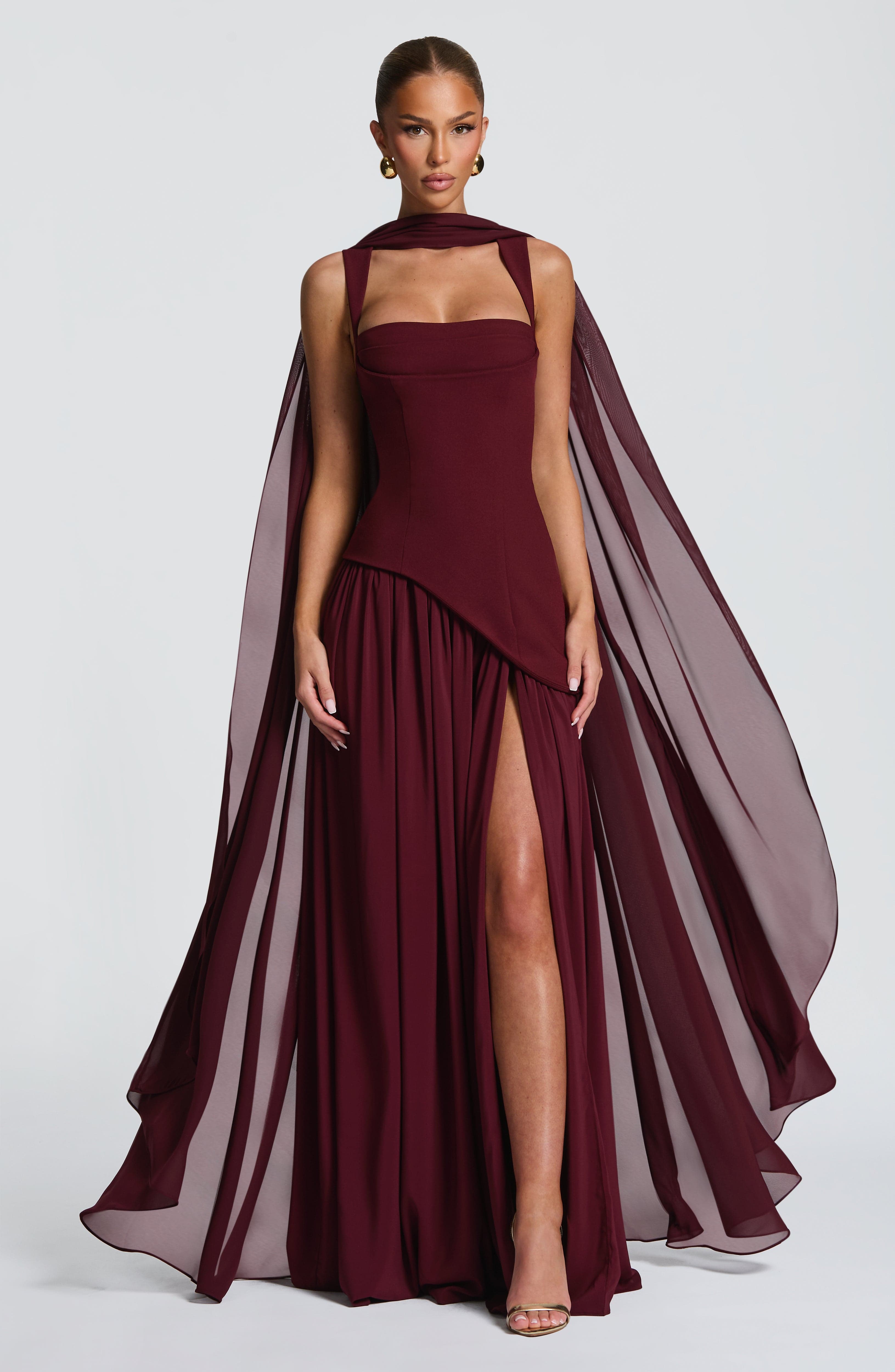 Tullulah Maxi Elbise - Kiraz Rengi