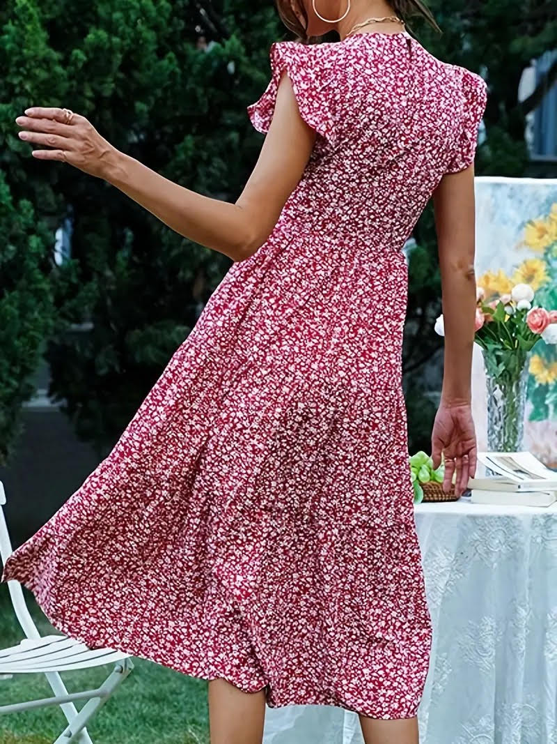 Eloise Yüksek Bel Çiçekli Elbise