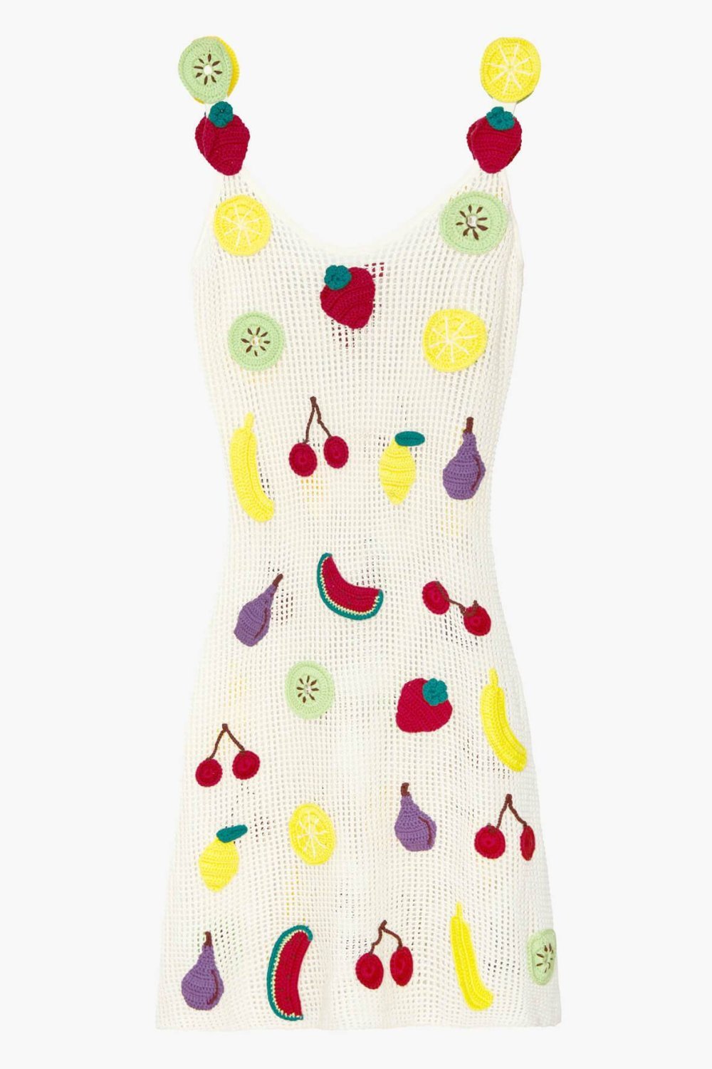 Via Fruit Patchwork Tığ İşi Mini Elbise