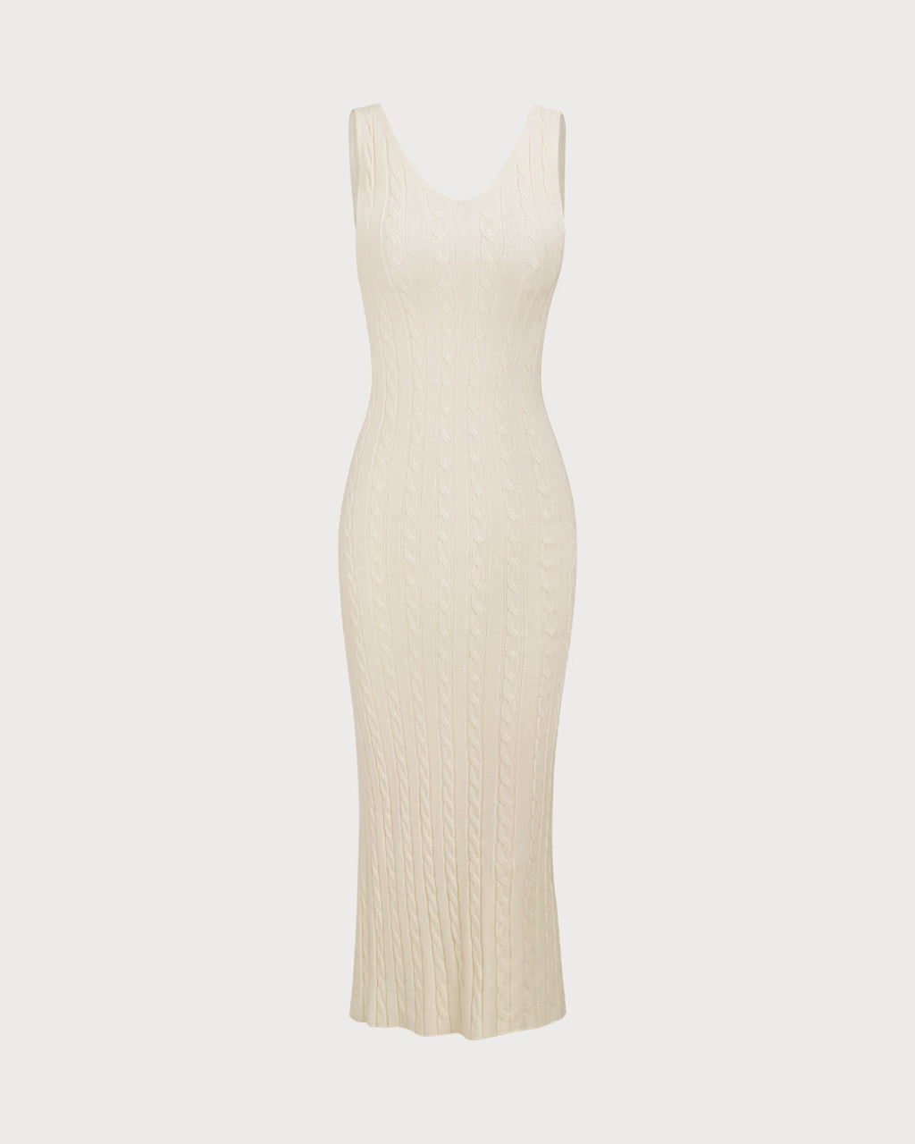 Bej Fitilli Örgü Bodycon Kazak Elbise