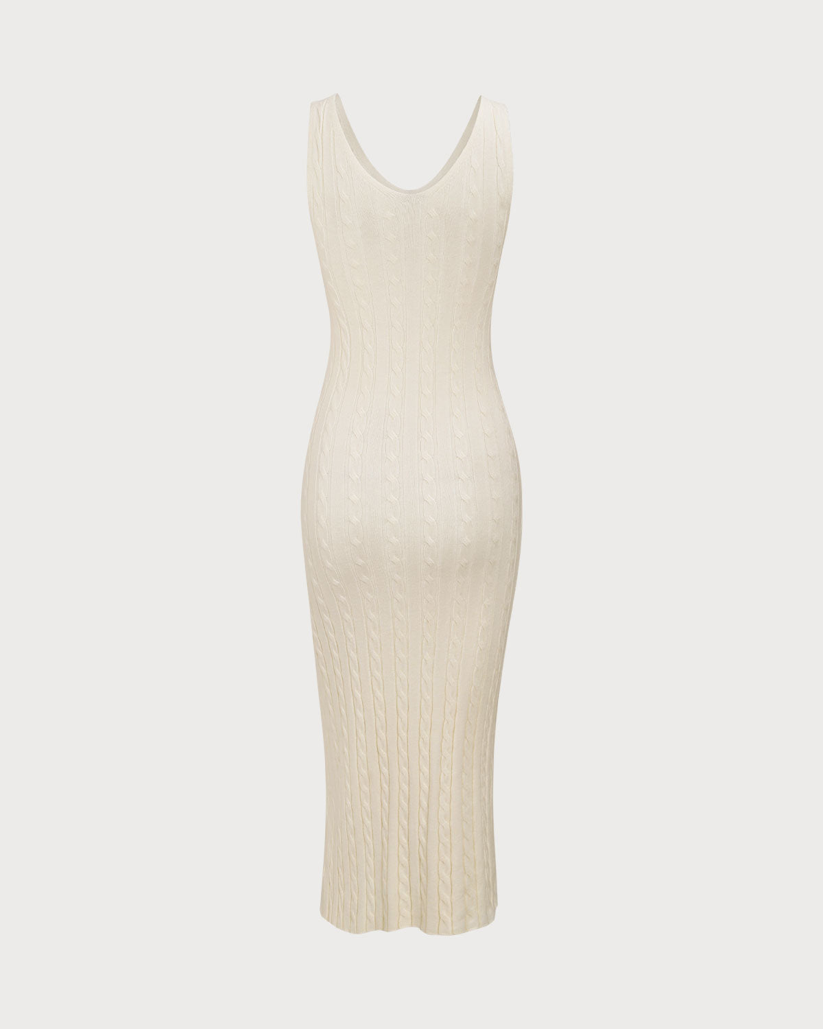 Bej Fitilli Örgü Bodycon Kazak Elbise